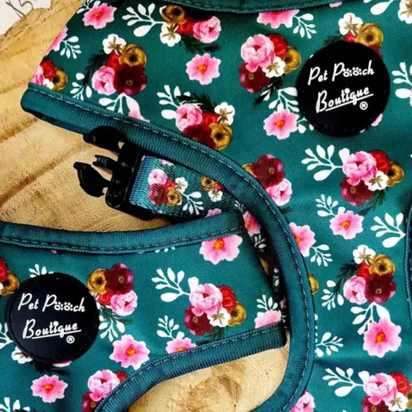 Clover Green Vintage Peonies Dog Harness - Pet Pooch - 4