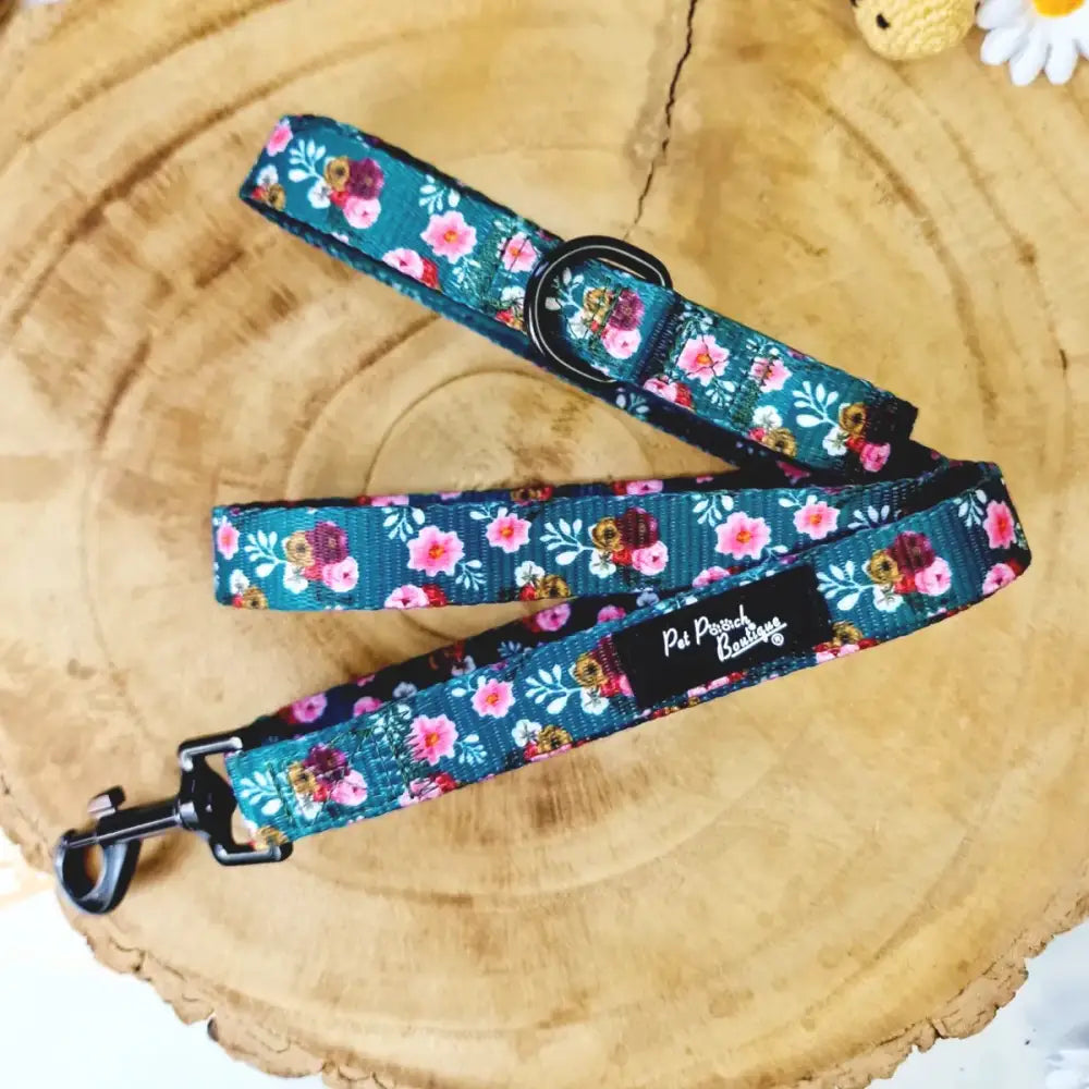 Clover Green Vintage Peonies Dog Lead - Pet Pooch - 1