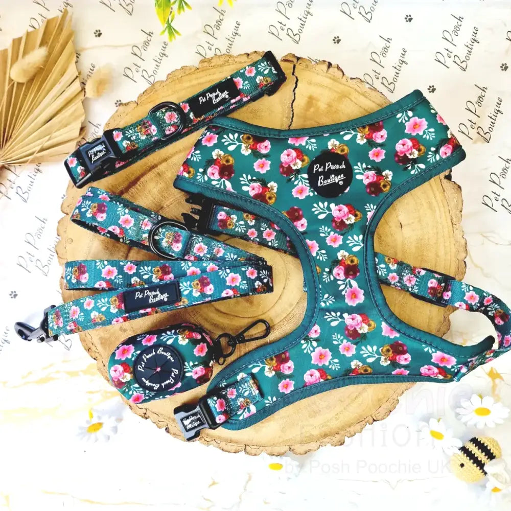 Clover Green Vintage Peonies Dog Lead - Pet Pooch - 2