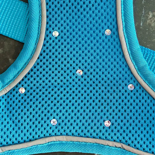 Crystal Air Mesh Dog Harness in Aqua - Poochie Fashion - 2