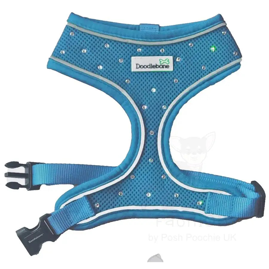 Crystal Air Mesh Dog Harness in Aqua - Poochie Fashion - 8
