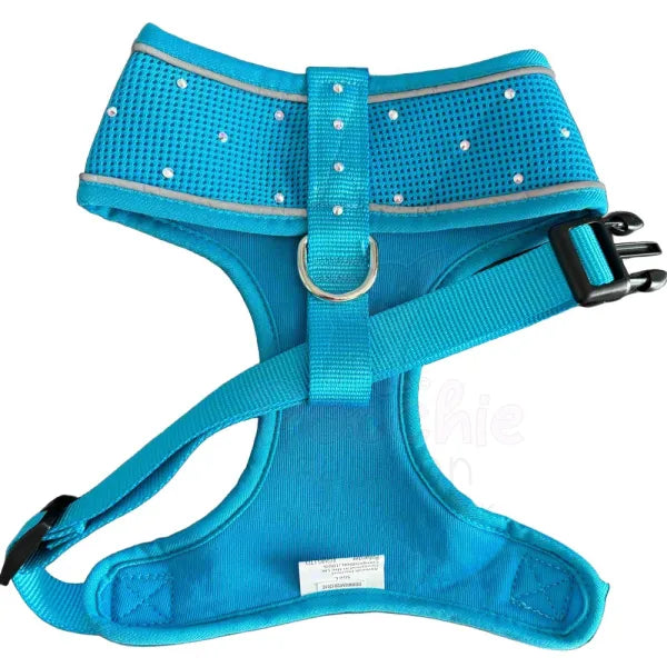 Crystal Air Mesh Dog Harness in Aqua - Poochie Fashion - 3