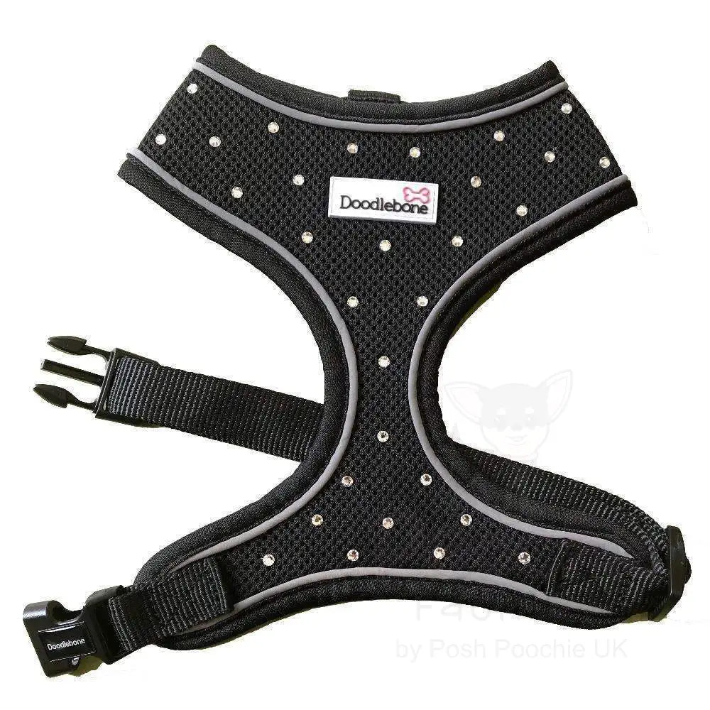 Crystal Air Mesh Dog Harness in Black - Poochie Fashion - 8