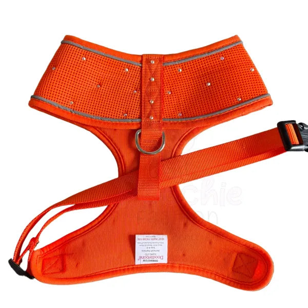 Crystal Air Mesh Dog Harness in Orange - Poochie Fashion - 3