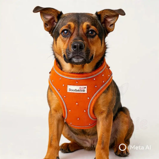 Crystal Air Mesh Dog Harness in Orange - Poochie Fashion - 2