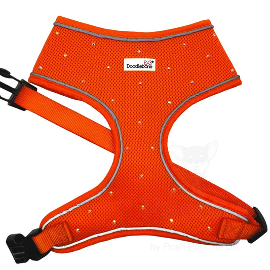 Crystal Air Mesh Dog Harness in Orange - Poochie Fashion - 2