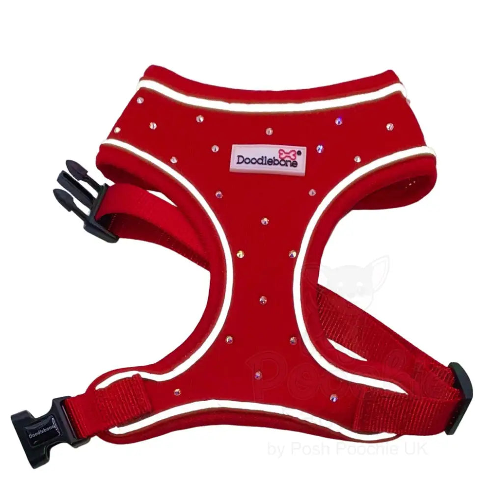 Crystal Air Mesh Dog Harness in Ruby Red - Poochie Fashion - 9