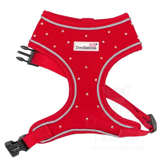 Crystal Air Mesh Dog Harness in Ruby Red - Poochie Fashion - 2