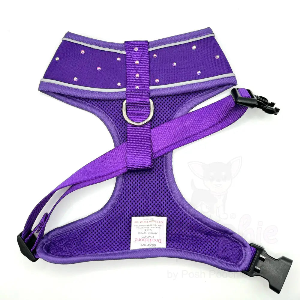 Crystal Air Mesh Dog Harness in Violet Purple - Poochie Fashion - 8