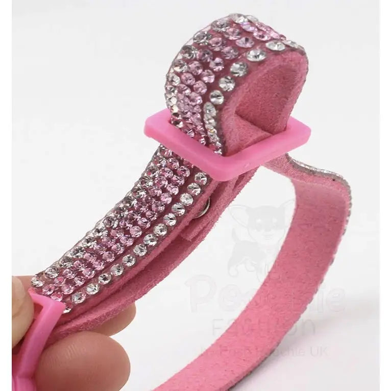 Crystal Microsuede Safety Cat Collar in Pink - Posh Catz - 3