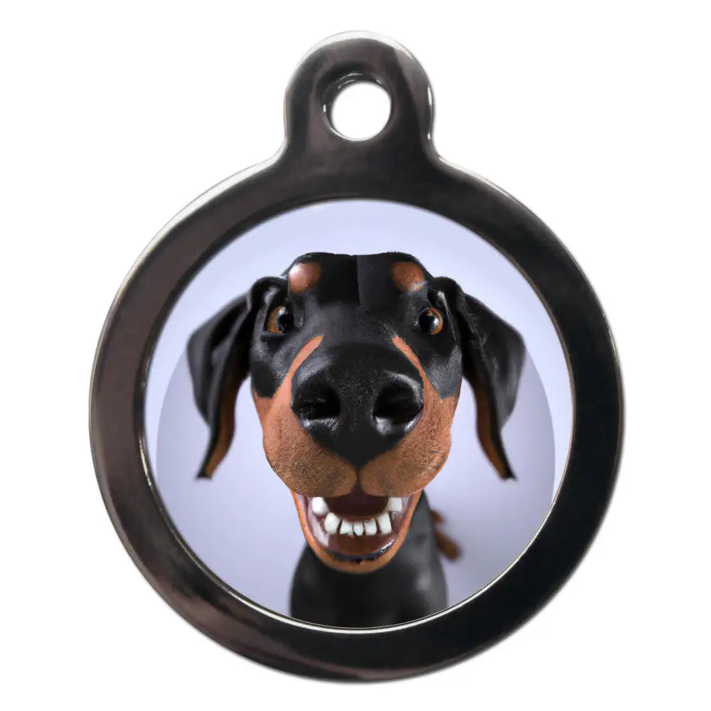 Doberman Fish Eye Lens Dog Id Tag - Ps Pet Tags - 1