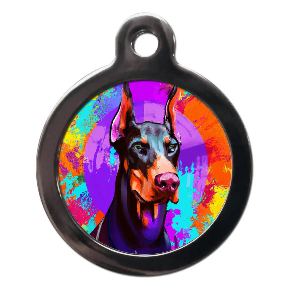 Doberman Graffiti Dog Id Tag - Ps Pet Tags - 1