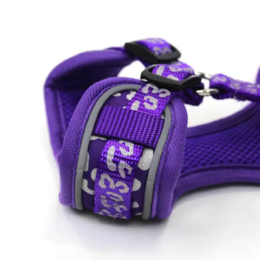 Doodlebone Adjustable Airmesh Dog Harness - Violet Leopard Reflective - Doodle - 2