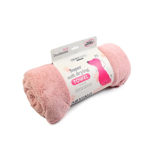 Doodlebone Dinky Dog Drying Towel Chalky Pink - Doodlebone - 2