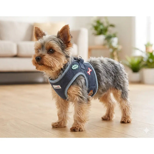 Doodlebone Dinky Dog Snappy Harness for Small Dogs in Blue Cord - Doodlebone - 2