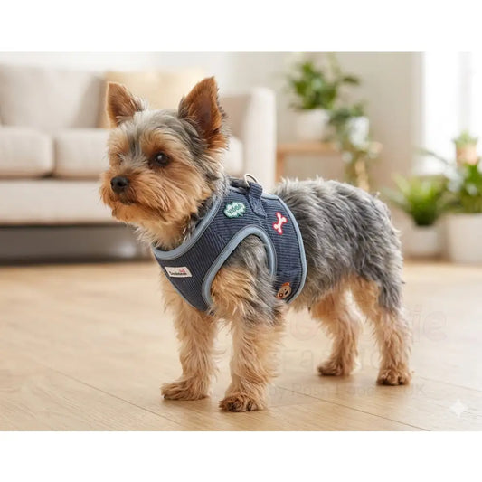 Doodlebone Dinky Dog Snappy Harness for Small Dogs in Blue Cord - Doodlebone - 2