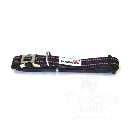 Doodlebone Padded Dog Collar Burgundy Doodle 2