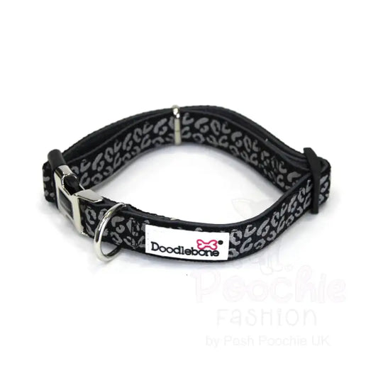 Doodlebone Padded Dog Collar - Coal Leopard Reflective - Doodle - 2