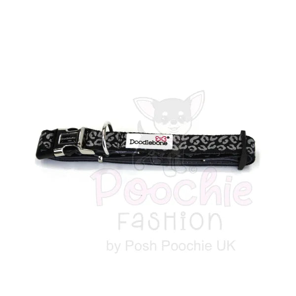 Doodlebone Padded Dog Collar - Coal Leopard Reflective - Doodle - 3