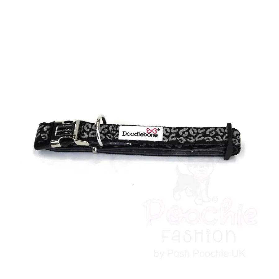 Doodlebone Padded Dog Collar - Coal Leopard Reflective - Doodle - 3