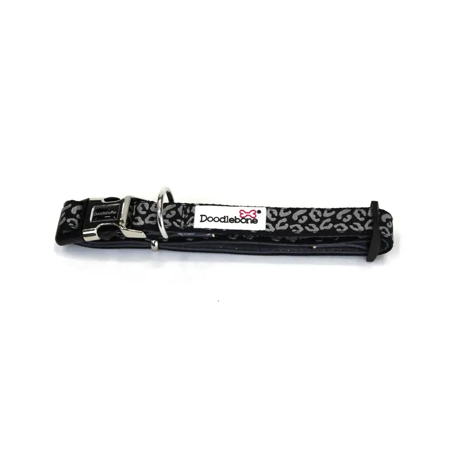 Doodlebone Padded Dog Collar - Coal Leopard Reflective - Doodle - 3