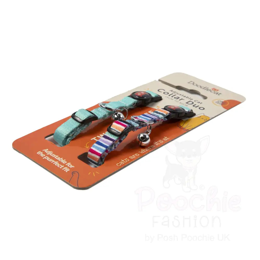 Doodlecat Cat Collar Duo Mint & Stripes - Doodlebone - 8