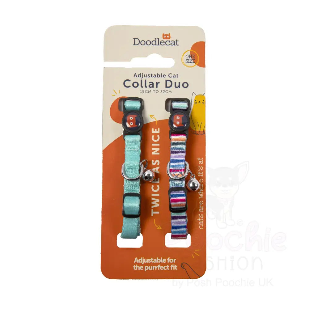 Doodlecat Cat Collar Duo Mint & Stripes - Doodlebone - 7