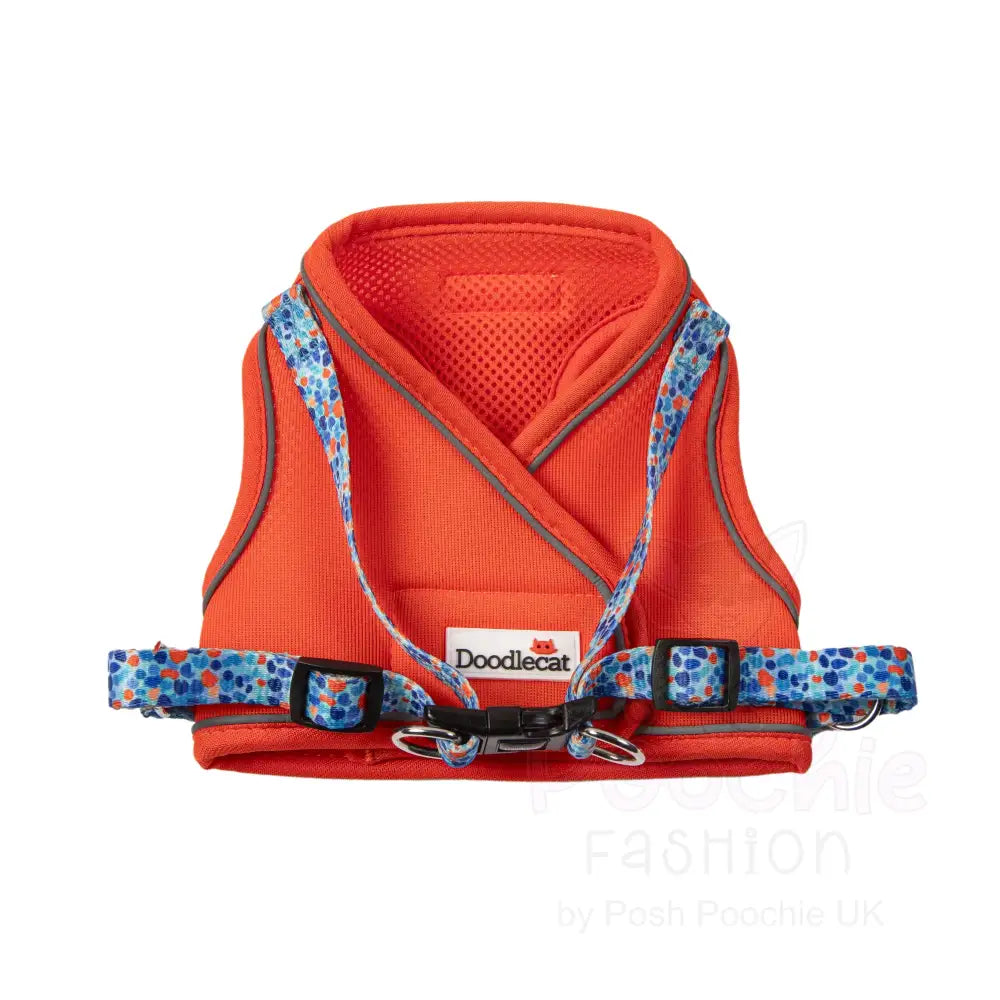 Doodlecat Cat Roaming Harness & Lead Set Tangerine & Reef - Doodlebone - 5