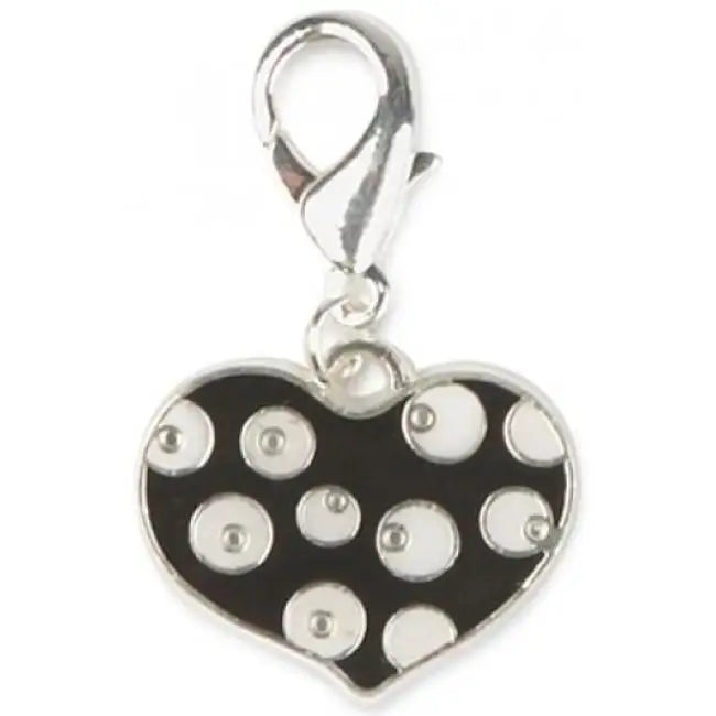 Dotty Heart Dog Collar Charm in Black - Sale - 1