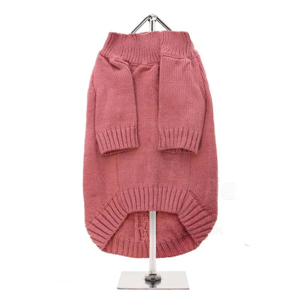 Dusky Pink Cable Knit Dog Jumper - Urban - 2