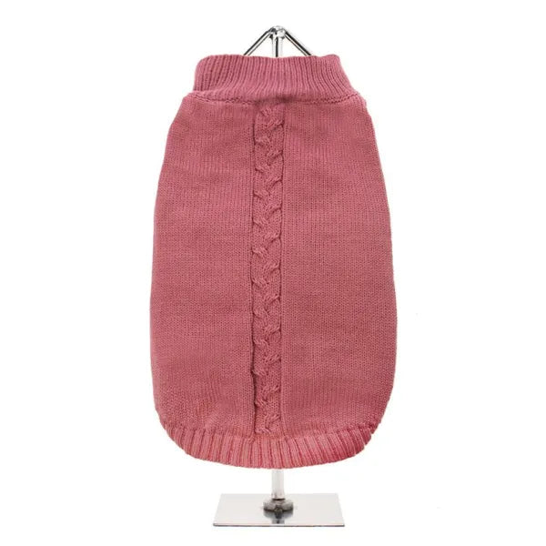 Dusky Pink Cable Knit Dog Jumper - Urban - 1