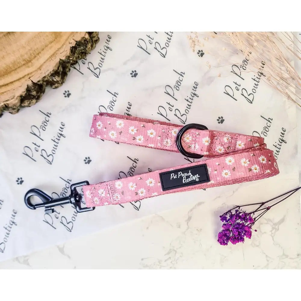 Dusky Pink Daisies Dog Lead - Pet Pooch - 1