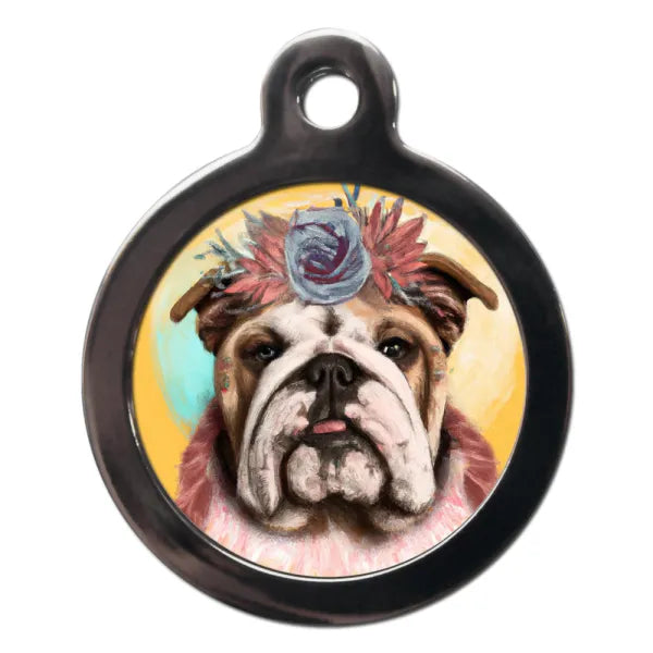 English Bulldog Hippy Dog Id Tag Ps Pet Tags 1
