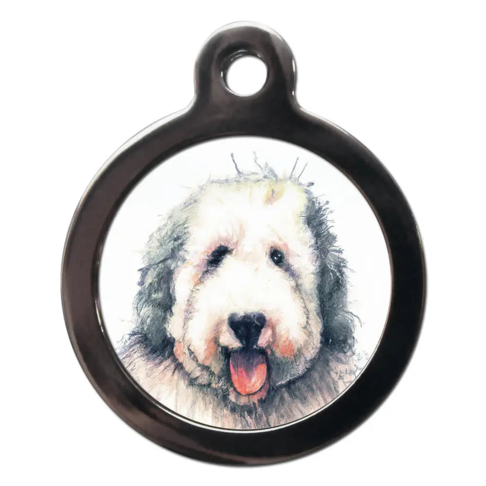 English Sheepdog Portrait Dog Id Tag - Ps Pet Tags - 1