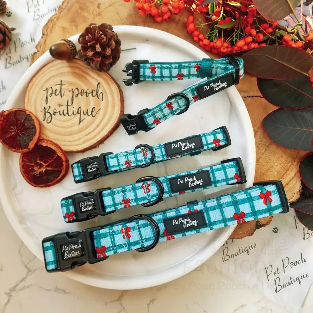 Festive Plaid Bow Dog Collar - Pet Pooch - 3