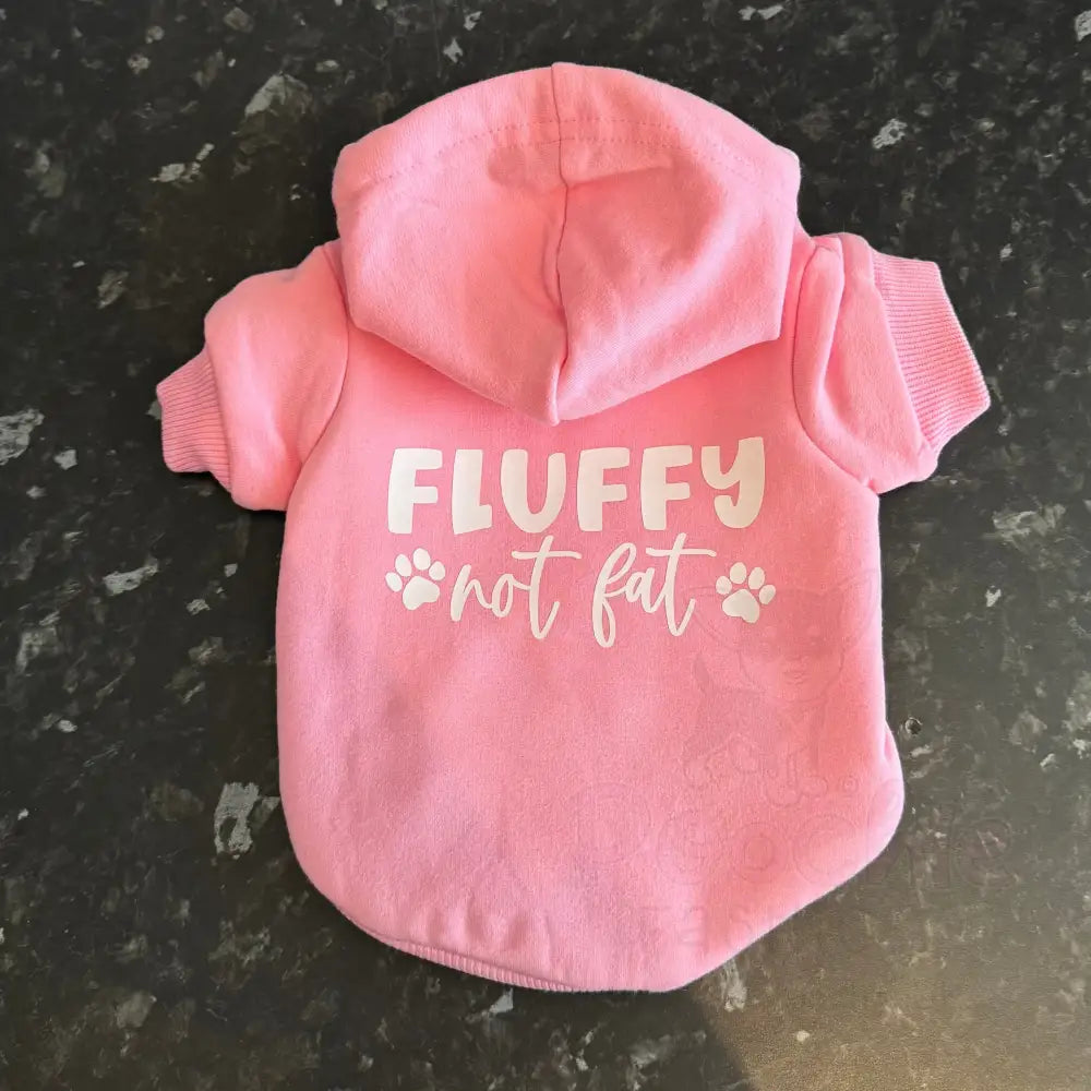 Fluffy not Fat Dog Hoodie Sweatshirt - Baby Pink - Poochie Fashion - 3