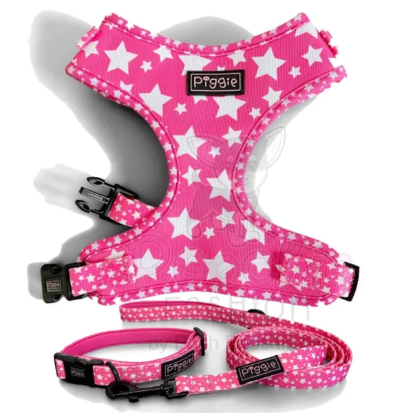 Galaxy Adjustable Neck Dog Harness Hot Pink - Piggie - 2