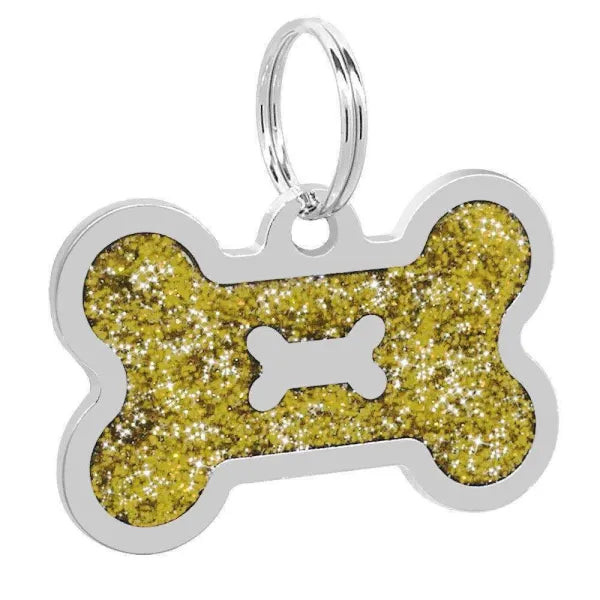 Glitter Bone Pet Id Tag Gold - Posh Pawz - 1
