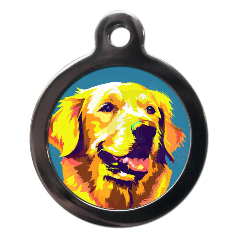 Golden Retriever Pop Art Dog Id Tag - Ps Pet Tags - 1