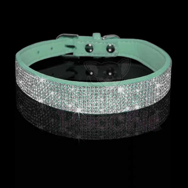 Green Crystal Eco-suede Dog Collar - Posh Pawz - 2