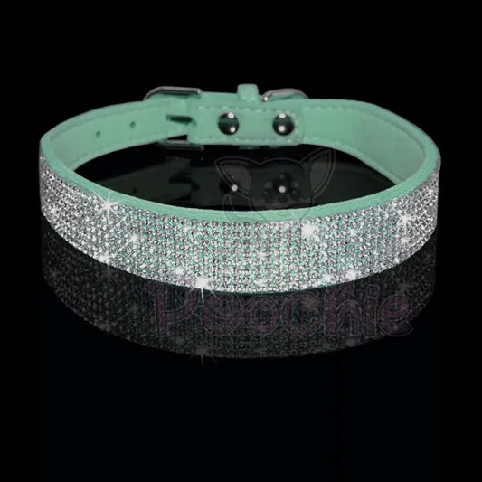 Green Crystal Eco-suede Dog Collar - Posh Pawz - 2