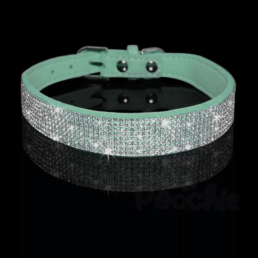 Green Crystal Eco-suede Dog Collar - Posh Pawz - 2