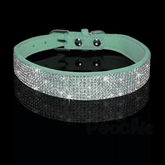 Green Crystal Eco-suede Dog Collar - Posh Pawz - 2