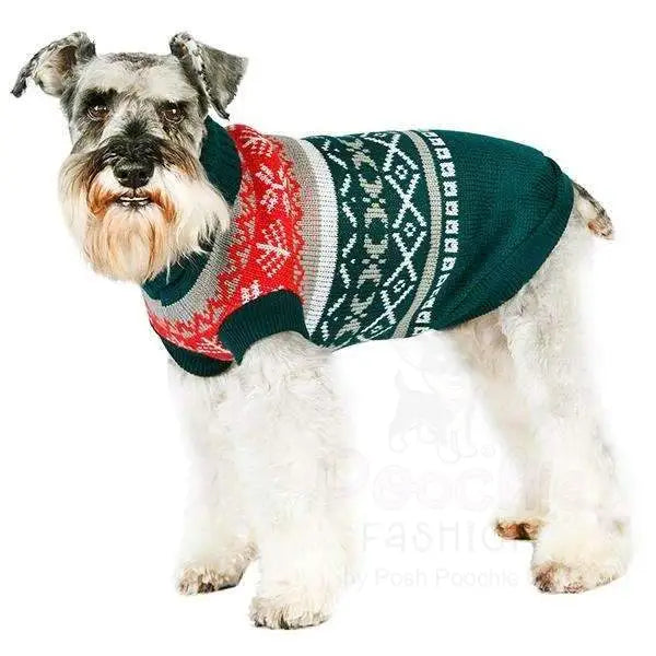Green Fair Isle Vintage Dog Jumper - Posh Pawz - 2