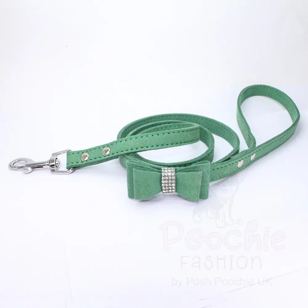 Green Sparkle Bow Eco-suede Dog Lead - Posh Pawz - 2