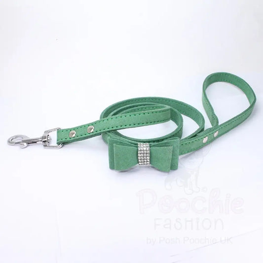 Green Sparkle Bow Eco-suede Dog Lead - Posh Pawz - 2