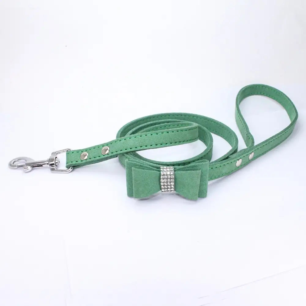 Green Sparkle Bow Eco-suede Dog Lead - Posh Pawz - 1