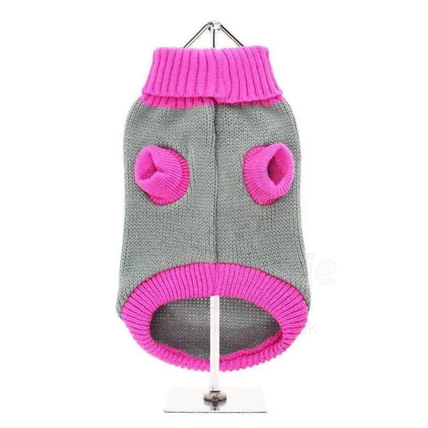 Grey and Pink Paw Print Dog Jumper - Urban - 3