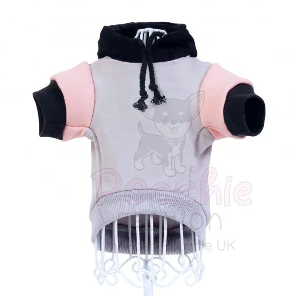 Grey & Baby Pink Dog Hoodie - Rich Paw - 2