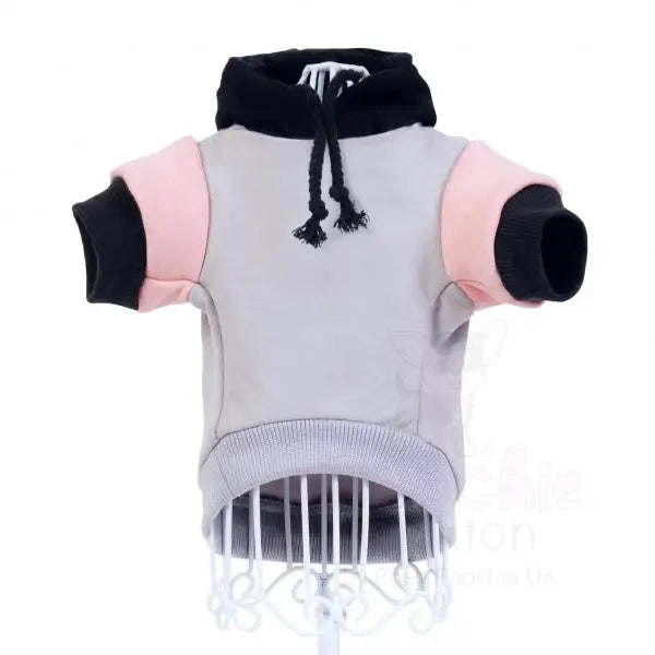 Grey & Baby Pink Dog Hoodie - Rich Paw - 2